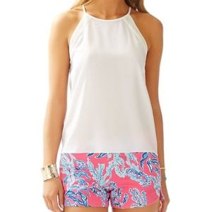 Lilly Pulitzer Jolie Silk Halter Top Resort White.